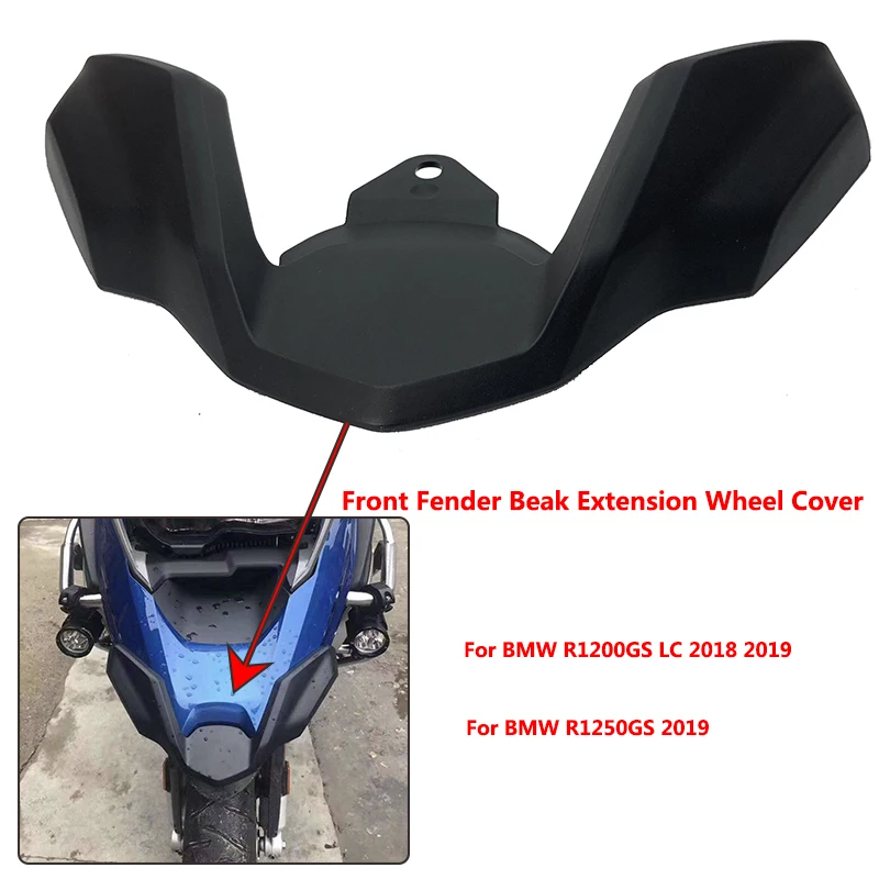 

R1200GS R1250GS Front Fender Motorcycle Parts Beak Exension Wheel Cover Cowl Black For BMW R1200 GS LC 2018 2019 / R1250 GS 2019