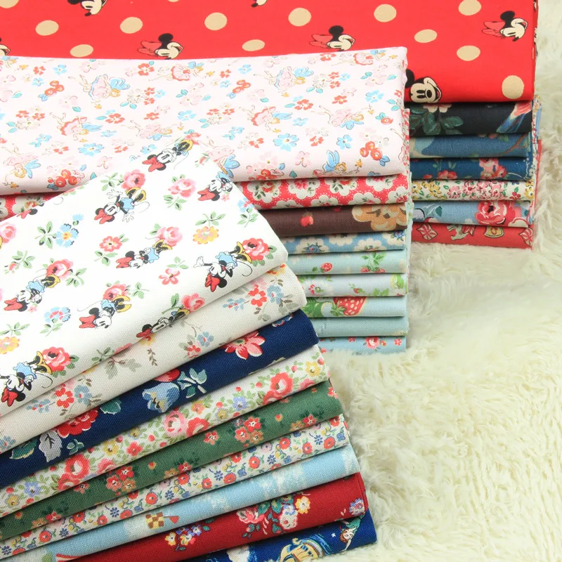 

half meter 100% cotton coarse canvas fabric with cartoon rose print, handmade DIY bag sofa pillow back cushion cloth A830