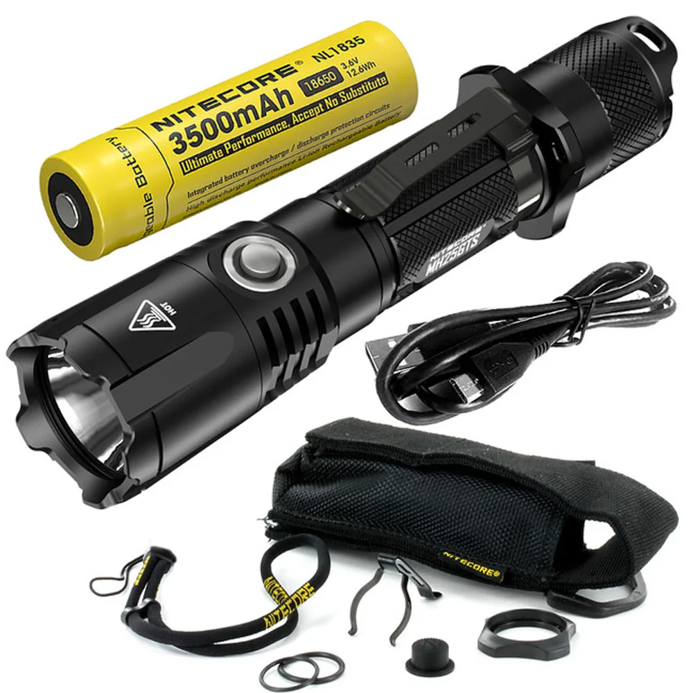 NITECORE MH25GTS USB Перезаряжаемый фонарик комплект CREE XHP35 HD max 1800 люмен факел луч бросок 304 м с 18650 батареей