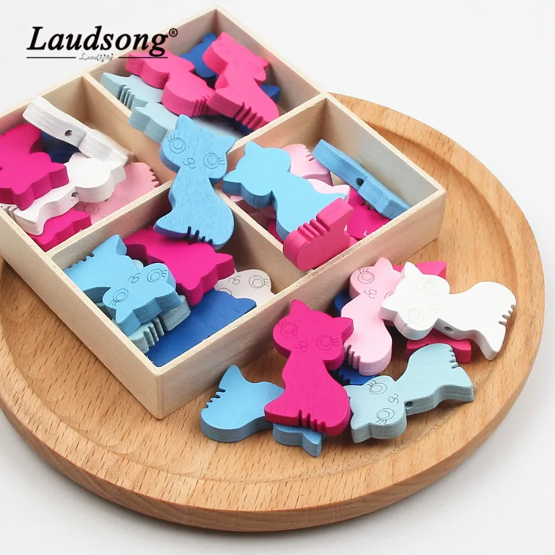 18*29mm 50pcs DIY Cat Multicolour Natural Wooden Beads For Jewelry Fit Crafts Making Children s Nipple Clip beaded Accessories 18*29mm 50pcs DIY Cat Multicolour Natural Wooden Beads For Jewelry Fit Crafts Making Children s Nipple Clip beaded Accessories