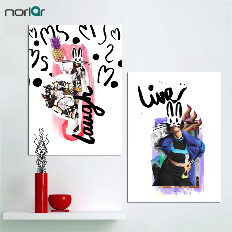Sans Cadre Toile Peinture Chat En Direct Femme Miss Pop Art Affiche Mur Image Fosters Impression Toile Impression Art Mur Decor Aliexpress