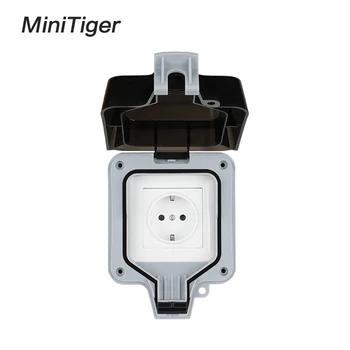 

Minitiger IP66 Weatherproof Waterproof Outdoor Wall Power Socket 16A EU Standard Electrical Outlet Grounded AC 110~250V