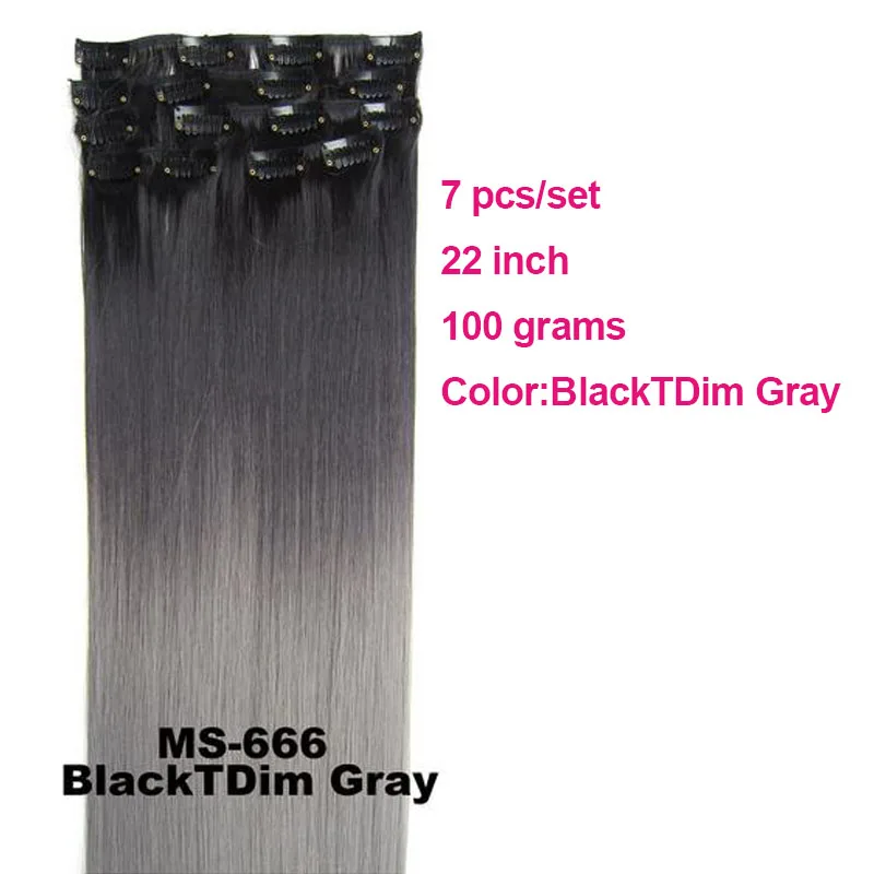 Jeedou заколки для наращивания волос прямые 2" 100 г Черный Коричневый Серый цвет накладные волосы для укладки синтетический фортепиано Омбре цветная прядь - Цвет: BlackTdimgray