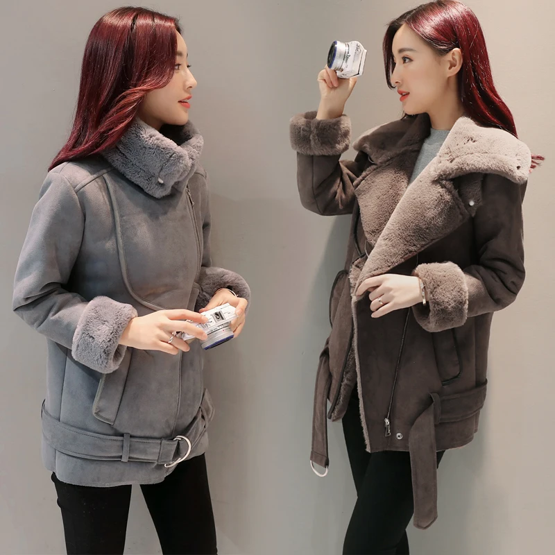 HIGH QUALITY Newest Fashion Women's Winter Leather Jacket Casual Mandarin collar Faux Suede Dress Female jaqueta de couro