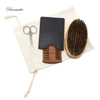 

Dscosmetic 3Pcs Men's Beard Brush Kit Set Boar Bristle Shaving Brush wood Beard Comb Mustache Scissor Male Facial Beard tool