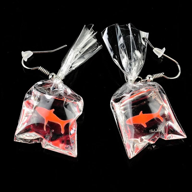 

2019 Kawaii Cartoon Resin Goldfish Imitation Water Bag Shape Fashion Charms Earrings