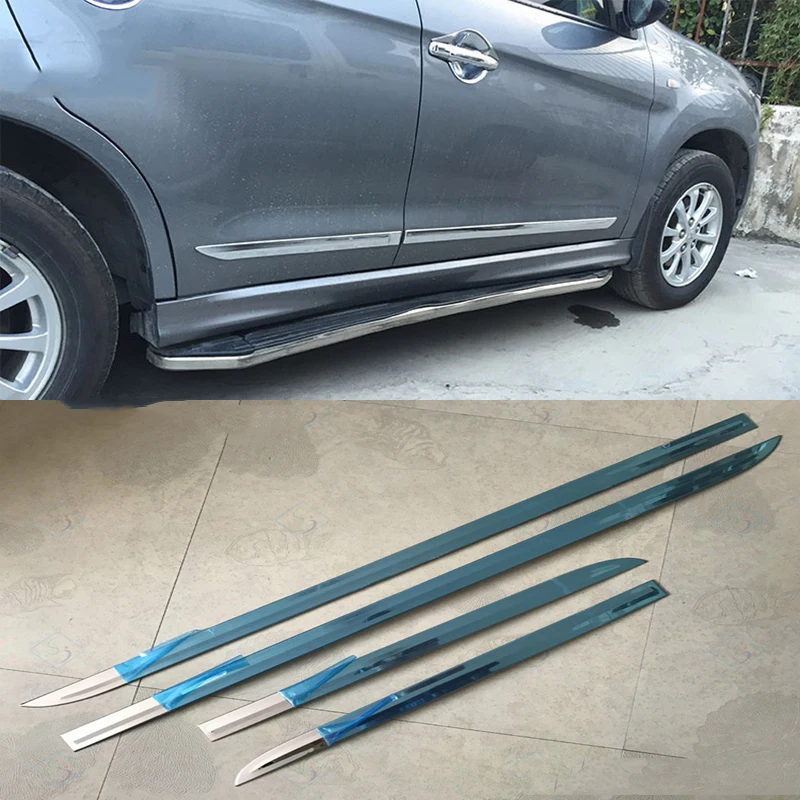 

MONTFORD Stainless Steel Body Trim Door Linings Side Body Molding Streamer Cover Trims 4Pcs For Mitsubishi ASX 2013 2014 2015