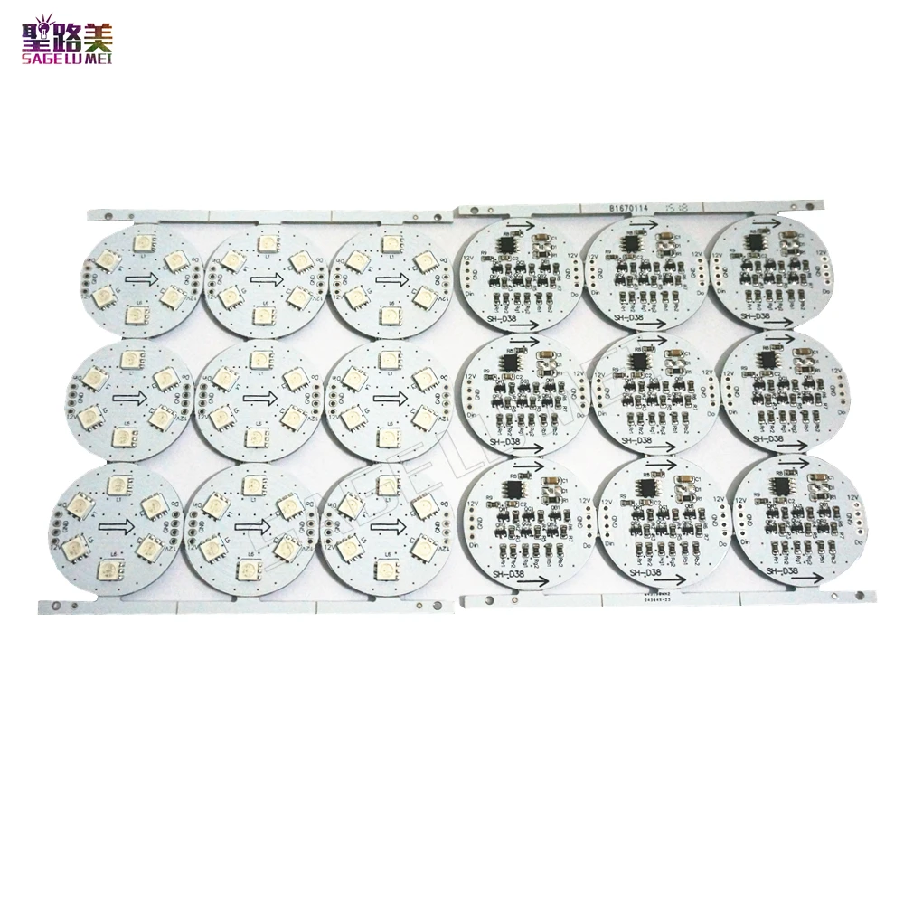 9 шт./лот 12В WS2811IC PCB 38 мм Диаметр D38 6 светодиодов 5050 SMD Светодиодная плата пикселей