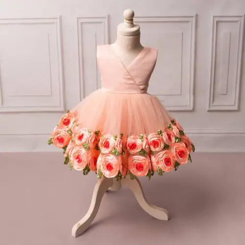 Flower Girls Dress Infant Girls 3D Rose Princess Party Dress Kids Baby Cute Sleeveless Pageant Outfits Costume Flower Girls Dress Infant Girls 3D Rose Princess Party Dress Kids Baby Cute Sleeveless Pageant Outfits Costume