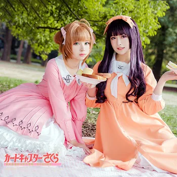 

Anime Clamp Card Captor Sakura TOMOYO Cosplay Costume Picnic Outfits Girls Cute Dress Halloween Carnival Uniforms