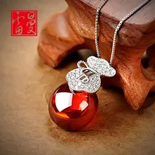 Известный Бренд 925 стерлингового серебра ожерелье натуральные полудрагоценные камни гранатовый кулон для девочек корейские женские серьги-гвоздики