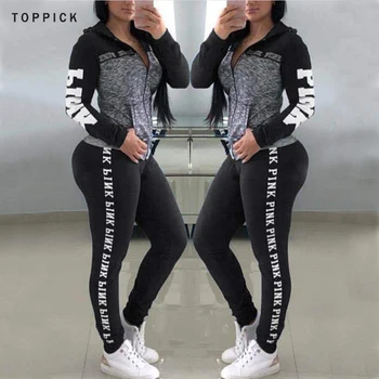 

Women Yoga Sets Sport Top+Yoga Pants Suit PINK Letter Fitness Sportwear Women Yoga Suit Sportswear For Women Gym Clothing
