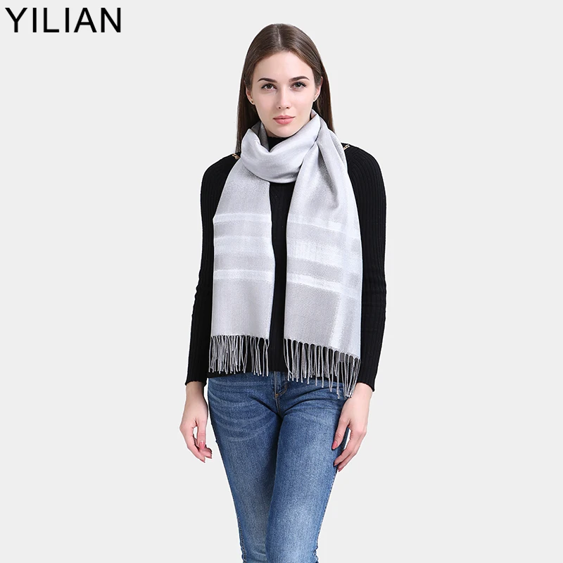 

YILIAN Brand Striped Soft Fashion Scarf for Women Tassel Long Winter Shawl Pashmina Neckerchief Top Quality JMS021