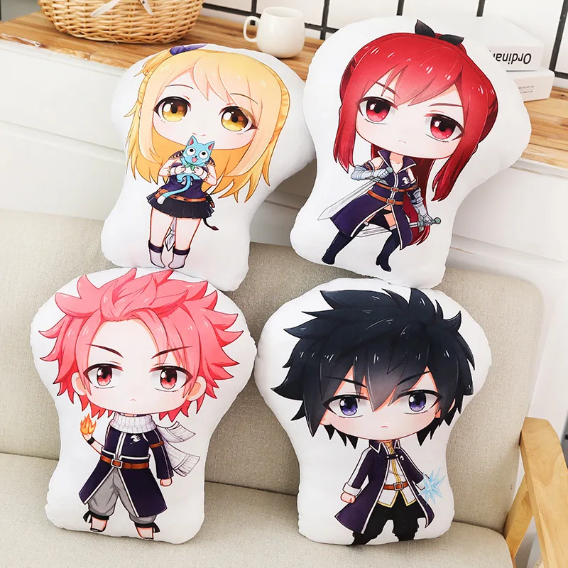 Аниме Fairy Tail Подушка игрушка Нацу Люси Эрза серый Мягкие плюшевые куклы
