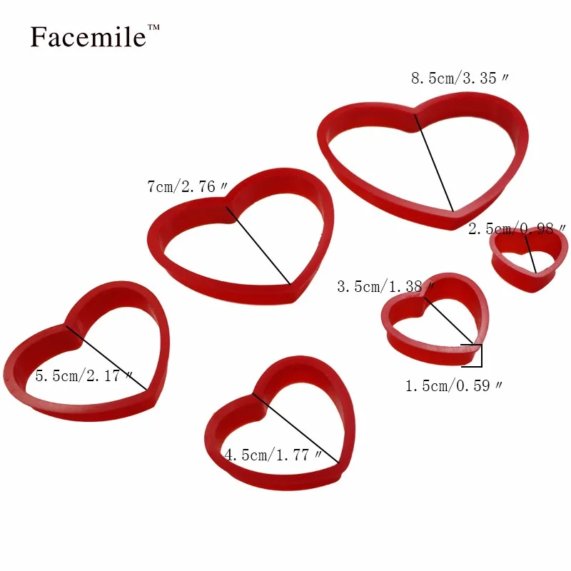 Facemile 6 шт./компл. любовь Пластик сердце Пресс печенья набор из быстрорежущей инструментальной стали Fondant(сахарная) из сахара, подарок ко Дню Святого Валентина для выпечки инструмент 02032