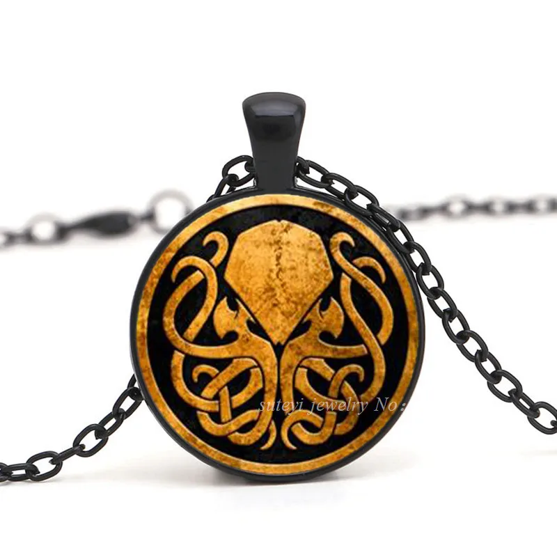 

1Pcs Free Shipping American Cthulhu Pendant Necklace Handmade Bronze Copper Chain Long Vintage Necklace Women Jewelry