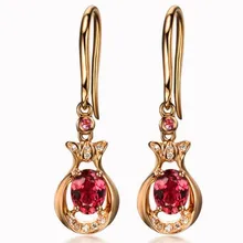 GVBORI красные турмалиновые серьги 18 K розовые золотые серьги с бриллиантом для женщин ювелирные украшения Рождество/Свадьба/помолвка/вечерние
