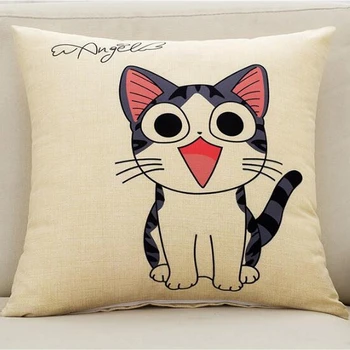 

6pcs/lot Cat Decorative Throw Pillow Cover 45x45cm 17x17" Linen Cotton Pillow Case Cover Home Pillowcase Cover