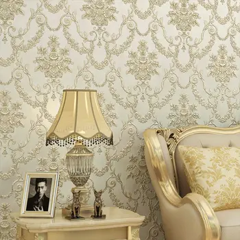 

Bacaz White 3D stereoscopic Carving Damascus Wallpaper Roll for Living Room Background Wall paper Rolls 3d Wallcoverings