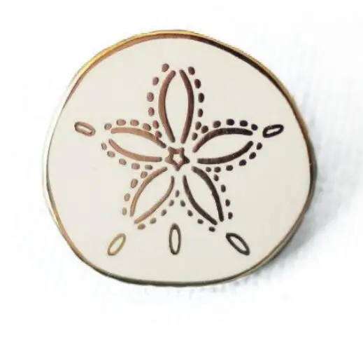 

Sand Dollar Stencil Beach Themed Brooch Machine Embroidery Design Soft Enamel Pin