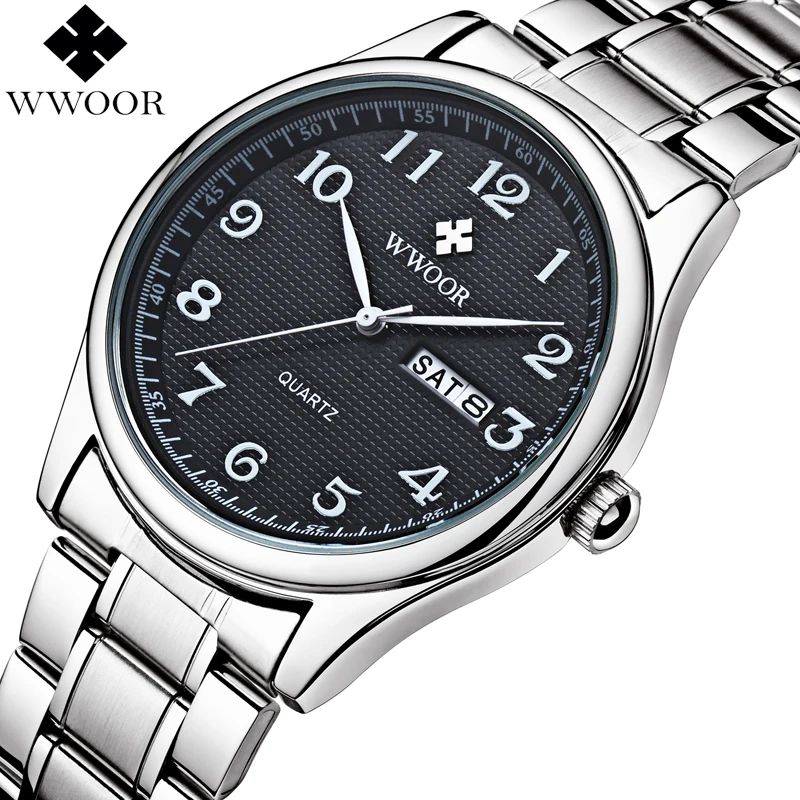 Relogio Masculino WWOOR Brand Calendar Mens Quartz Watch Men Casual Sports Watches Male Clock Luxury Stainless Steel Wrist Watch Relogio Masculino WWOOR Brand Calendar Mens Quartz Watch Men Casual Sports Watches Male Clock Luxury Stainless Steel Wrist Watch