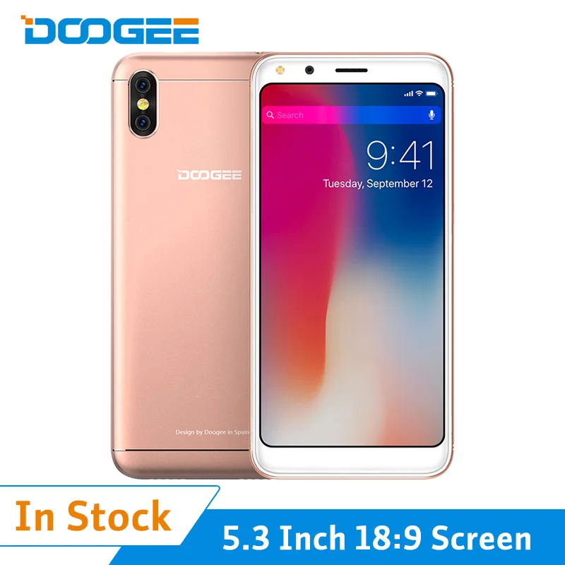 Оригинал Doogee X53 3g разблокировать смартфон с двумя sim-картами 5,3 дюйма 18:9 андроид 7,0 Nougat 4 ядра 1G + 16G мобильный телефон 2200 mAh GPS OTA