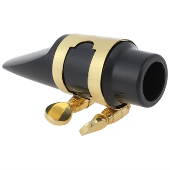 

72mm Gold & Black Color Ebonite Soprano bB Saxophone Mouthpiece with Cap & Clip & Reed & 2pcs Teeth Pads Easy to Install