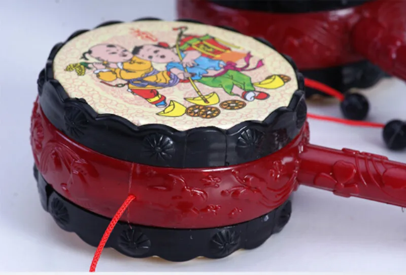 Tranditonal красные фарфоровые игрушки погремушки-наборы барабанов молоток игрушки Детский ударный Молот погремушка детские голосовые игрушки для веселья