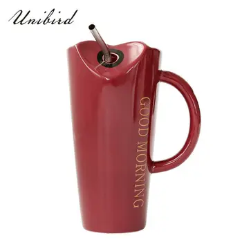 

Unibird New Creative Ceramic Mug with Straw 450ml Microwavable Milk Coffee Mug Office Water Drinking Cup Novelty Gift