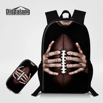 

Dispalang Softballs Footballs Pattern School Backpacks for Boys 2 Pieces Set 16 inch Bookbag Kids Pencil Bag Student Stationery