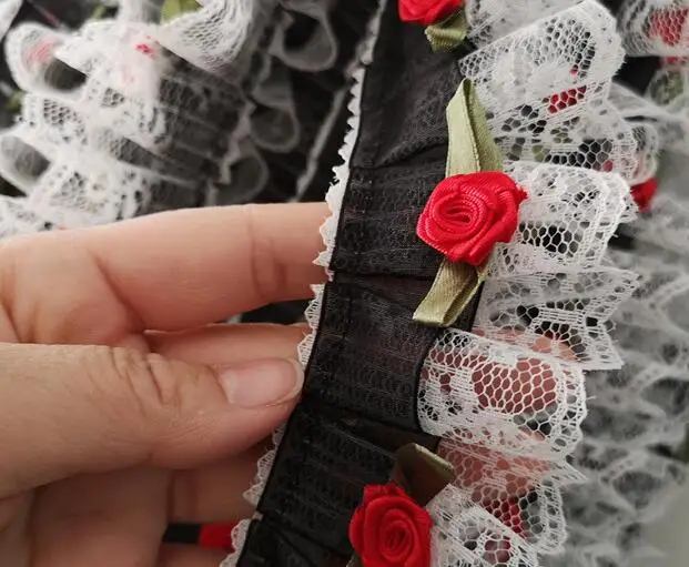 5 см широкая Роскошная вышивка 3D черный цветок кружевная ткань отделка Лента DIY швейная аппликация воротник бахрома гипюр свадебная ткань Декор