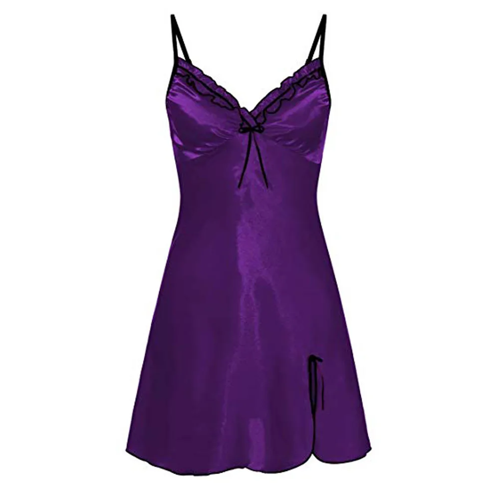 New arrival Womens Nighte Dress Plus Size fold Bow Stain Lingerie