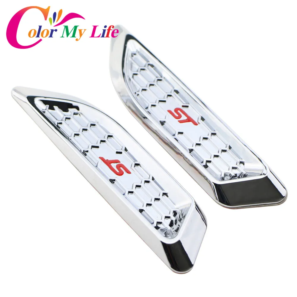 

Color My Life ABS Chrome Car Exterior Decorative Side Air Flow Vent Fender 3D Sticker Decal Highlight Stickers
