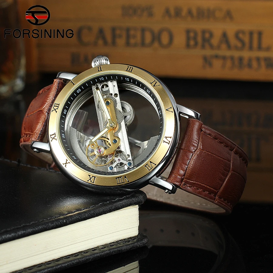 Forsining Top Brand Luxury Self Wind Automatic Mechanical Watches Men Rose Gold Case Genuine Leather Skeleton Watches relogio Forsining Top Brand Luxury Self Wind Automatic Mechanical Watches Men Rose Gold Case Genuine Leather Skeleton Watches relogio