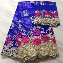 Синий Базен Riche Getzner с бисером африканский кружево Базен riche getzner Базен riche вышивка для свадебной вечеринки