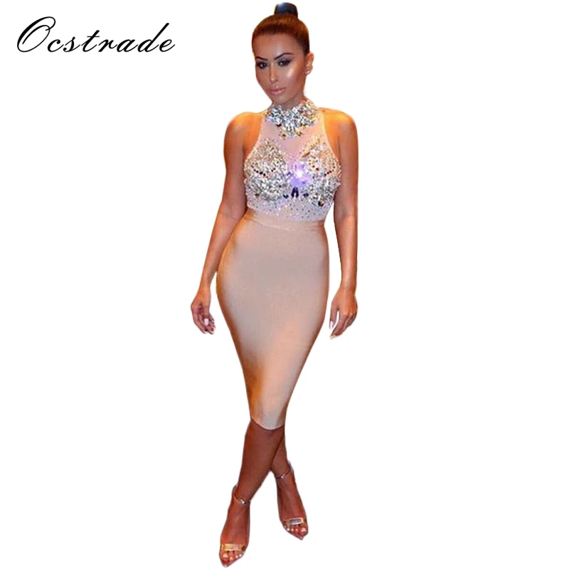 Wholesale Summer Dress 2017 Club Party Dresses New Arrival Women's Nude Red Black Beaded Bodycon Dress 2017 Sexy Bandage Mesh Dress Buy Cheap Summer Dress 2017 Club Party Dresses New Arrival Women's Nude Red Black Beaded Bodycon Dress 2017 Sexy Bandage Mesh Dress