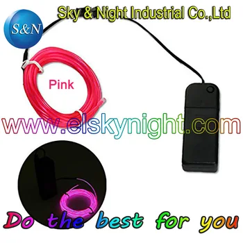

Pink 3M EL Wire Tube Rope Battery Powered Flexible Neon Light Car Party Wedding Decoration With Controller Free Shipping