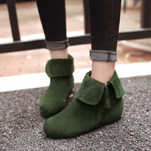 SALCXO ankle boots for women winter boots women autumn women shoes flock height increasing girl boots black shoes woman &A101-a