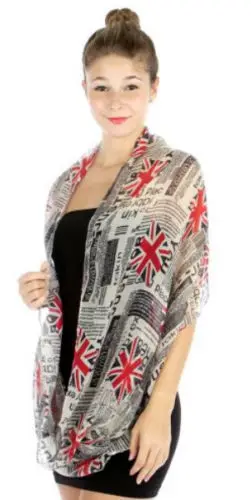 Женский винтажный шарф-саронг с принтом британского флага |