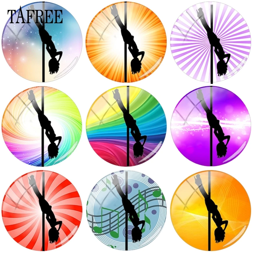 

TAFREE Pole Dancer's Stand Upside-down Picture 12mm 18mm 20mm Beads Glass Cabochons Pattern Domed Cameo Pendant Settings