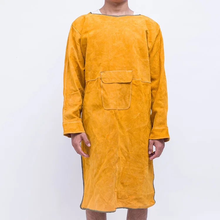 Cow Split Leather Welding Protective Clothing Apparel Welder Safety Jacket Durability Heat and Fire Resistant Safety Clothing