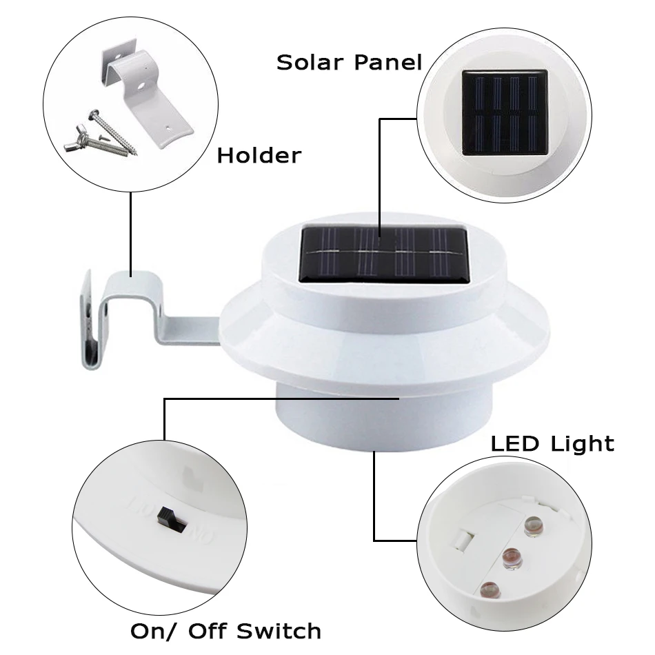 4 шт. светодиодный солнечный желоб, уличный светильник, забор, настенный желоб, дорожка для сада, сарай, дорожки, солнечная энергия, водонепроницаемая лампа