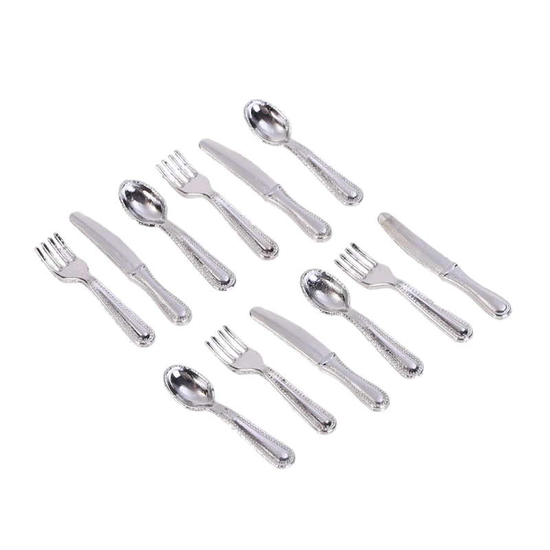 1:12 Dollhouse Metal Cooking Tool Fork Spoon Silverware Kitchen Tableware Toy 1:12 Dollhouse Metal Cooking Tool Fork Spoon Silverware Kitchen Tableware Toy