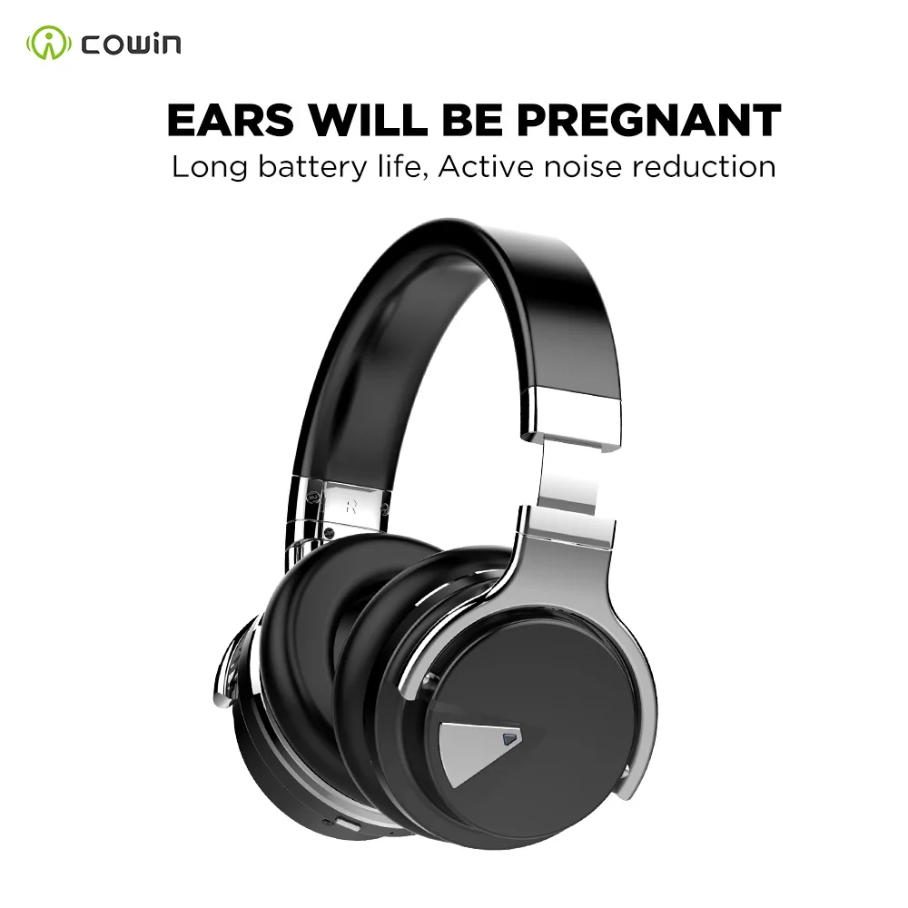 Cowin E7 ANC Bluetooth наушники с активным шумоподавлением Наушники Беспроводная гарнитура 30 часов над ухом с микрофоном глубокий бас