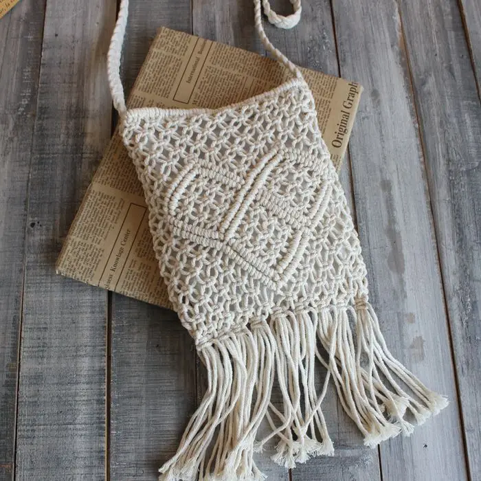 

Free shipping Summer small fresh canvas bag shoulder bag line woven bag handmade student bag