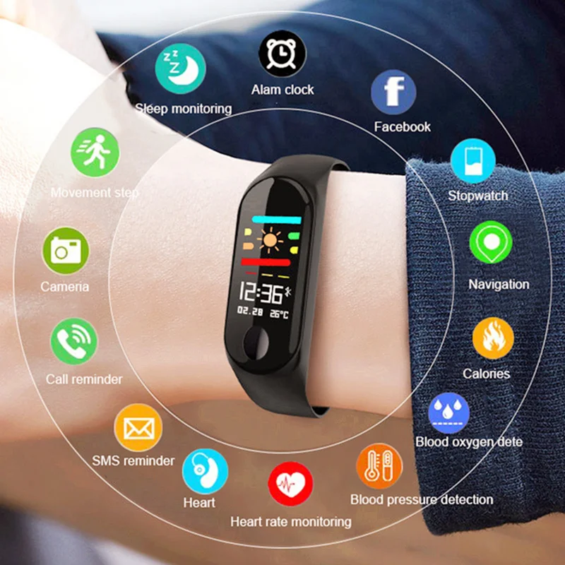 

M3 Pro Smart Wristband Blood Pressure Heart Rate Monitor Waterproof Smart Bracelet with Replacement Straps Smart Watch Wristband