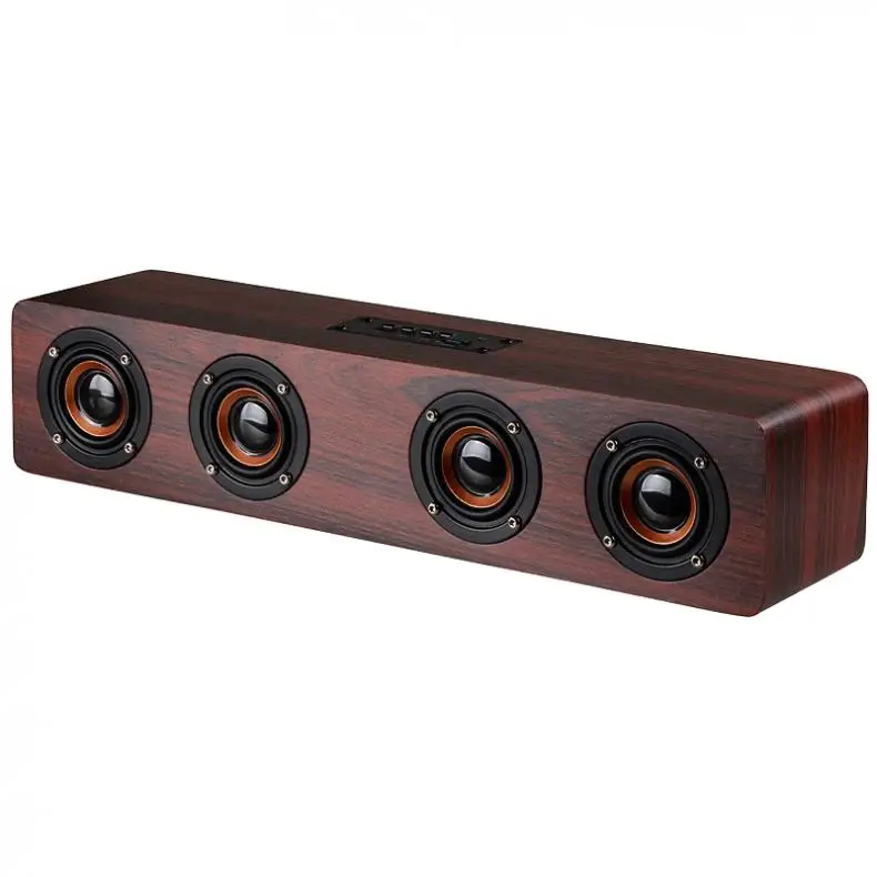 Wooden Wireless Bluetooth Speaker with TF Card Playback and AUX Wired Connection for Smartphone PC Television