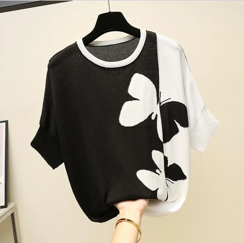 

Baharcelin summer women sweaters pullovers Knitted butterfly Sweater top Batwing Sleeve women Casual thin sweaters