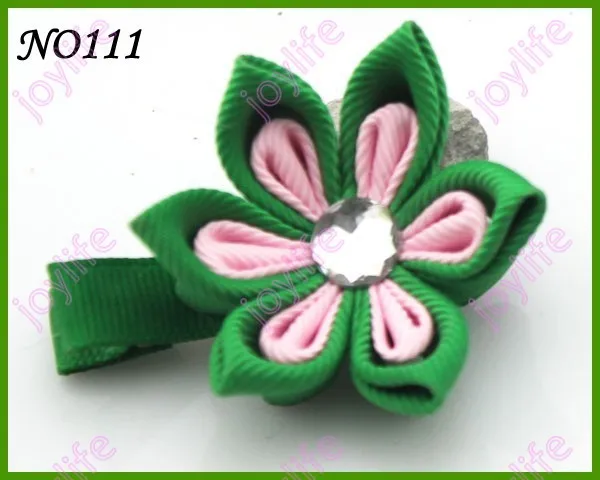 

free shipping 500 pcs 2-2.5'' kanzashi flower hair clips badge reel hair clips
