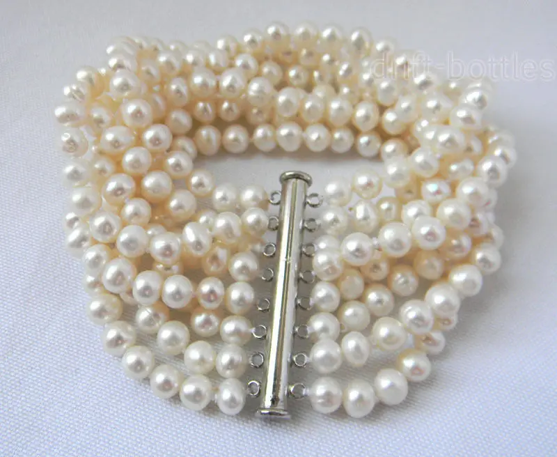 

Hot selling>@@ > 01432 8Strds 6mm White Round Freshwater Pearl Bracelet -Bride jewelry free shipping